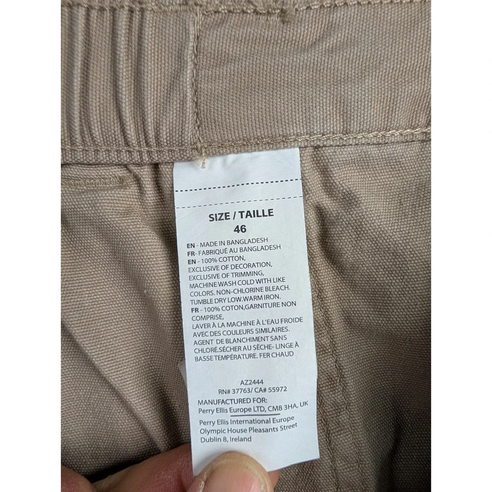 Savane‎ Mens Cargo Shorts Khaki Tan Size 46  Elastic Waist Cotton Utility